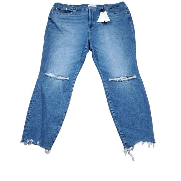 Good American Zara High Rise Skinny Jeans Plus Size 30 29" Inseam Ripped - Picture 1 of 12